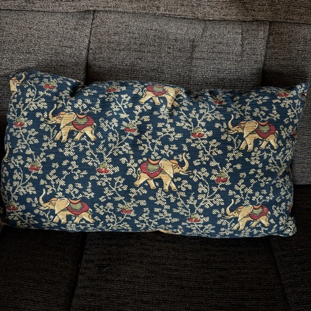 Elephants Luxury Tapestry Pillow  Indian, Handmade Trunk Up Navy Blue 🐘 Boho
